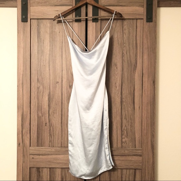 Superdown Billie Drape Midi Dress In Dusty Blue - Picture 2 of 6